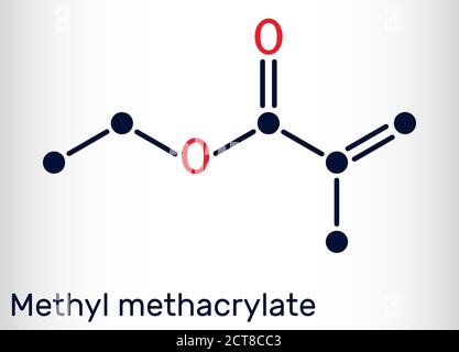 Methylmethacrylat, MMA-Molekül. Es ist Methylester von Methacrylsäure, ist Monomer für die Herstellung von Poly (Methyl-Methacrylat). Skelettchemie Stock Vektor