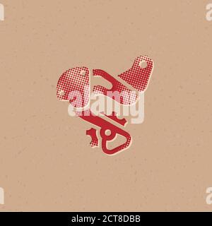 Schaltwerk Symbol im Halbton-Stil. Grunge Hintergrund Vektor Illustration. Stock Vektor