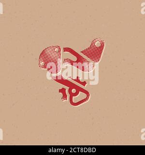 Schaltwerk Symbol im Halbton-Stil. Grunge Hintergrund Vektor Illustration. Stock Vektor