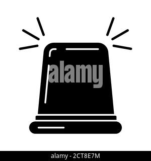 Schwarzes Feuer flasher Sirene Silhouette Symbol isoliert auf weißem Hintergrund. Stock Vektor