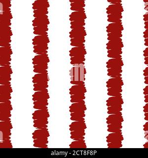 Handzeichnung, Hintergrund. Modisches Nahtloses Muster. Stilvoller vertikaler Streifen. Pinselstriche, Flecken. Interessante Texturen. Weiß und rot Stock Vektor