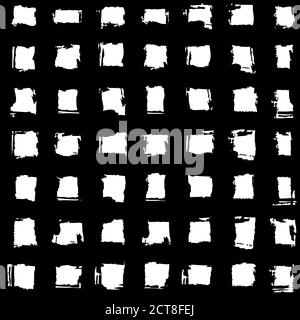 Nahtloses Streifenmuster. Abstrakte Streifen. Handzeichnung, Pinsel, Blots. Ursprünglicher geometrischer Hintergrund. Karierter Hintergrund, Quadrate Schwarz und Weiß Stock Vektor