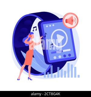 Smartwatch als tragbarer Mediaplayer abstrakte Konzept Vektor Illustration. Stock Vektor