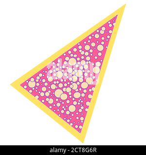 Abstraktes Stück Pizza auf weißem, isoliertem Hintergrund. Gestricheltes Dreieck für Pizzeria Logo, Notizbuch Aufkleber, Badfliese oder Bettwäsche. Telefontasche oder Tuch p Stock Vektor