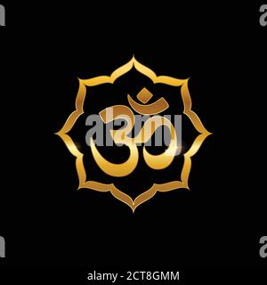 Eine Vektordarstellung von goldenem Ohm und Lotus Symbol Zeichen Stock Vektor