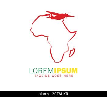Eine Vektordarstellung von afrika Umriss und Ebene Logo Vektor In afrikanischer Farbkombination Stock Vektor