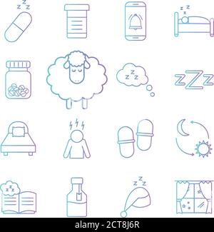 Insomnia Gradienten Stil Symbole Vektor-Design Stock Vektor