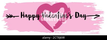 Niedliche Illustration, Flyer, Banner. Gratulationsbanner mit Herz und Text. Alles Liebe zum Valentinstag Stock Vektor