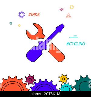 Bike Wartung und Reparatur gefüllt Linie Vektor-Symbol, einfache Illustration, verwandten unteren Rand. Stock Vektor