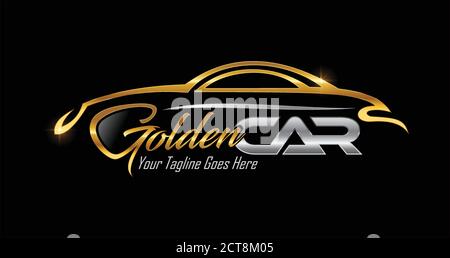 Ein Vektor-Illustration Logo von Golden und Silber Auto Logo Schild mit schwarzem Hintergrund Stock Vektor