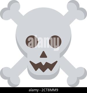 halloween Kopf Schädel und Knochen gekreuzt flachen Stil Symbol Vektor Illustrationsdesign Stock Vektor
