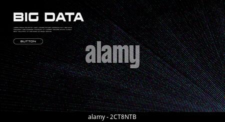 Big-Data-Visualisierung. Abstrakter Hintergrund mit vielen bunten Partikeln, die aus der rechten unteren Ecke fliegen. Wissenschaft, Technologie Konzept Stock Vektor