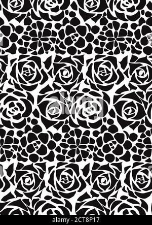 Nahtlose schwarz-weiße Textur mit flachen Sukkulenten auf weißem Hintergrund. Vektor-Muster für Stoffe, Tapeten und für Ihr Design Stock Vektor