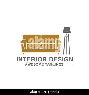 Kreative einfache Sofa und Lampe für Möbel Logo Firma Stock Vektor