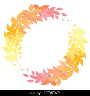 Runder Herbstkranz aus Blättern. Das Objekt ist vom Hintergrund getrennt. Vektor-Flachelement für Einladungskarten, Grußkarten und Ihr Desi Stock Vektor