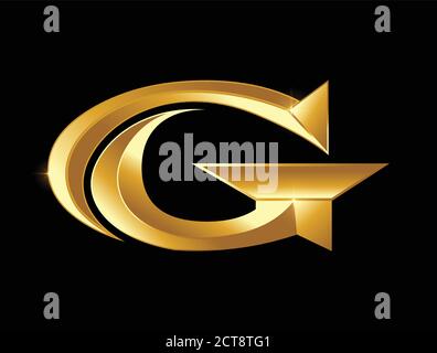 Eine Vektordarstellung des Anfangslogos des goldenen GC-Monogramms Stock Vektor