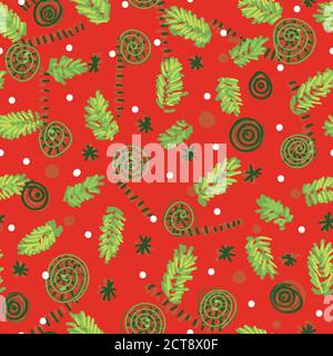 weihnachtsbaum Zweige auf nahtlose Vektor-Muster Stock Vektor