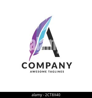 Feder mit Buchstaben ein Logo Vektor, luxuriöse Buchstaben EIN Feder Logo eingearbeitet Stock Vektor