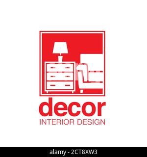 Kreative einfache Sofa und Lampe für Möbel Logo Firma Stock Vektor