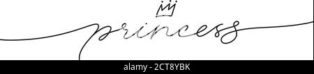 Prinzessin elegante schwarze Kalligraphie mit Krone. Stock Vektor