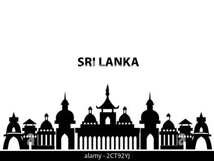 srilankan Tempel isoliert in weißem Hintergrund Vektor-Illustration Stock Vektor