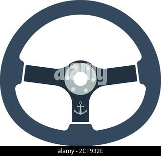 Symbol Des Lenkrads. Flaches Farbdesign. Vektorgrafik. Stock Vektor