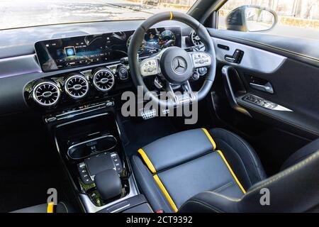 Hongkong, China 28. Juli 2020 : Mercedes-AMG A45S Interior 28 2020. Juli in Hongkong. Stockfoto