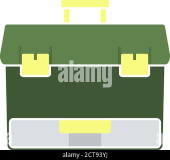 Symbol Des Fischens Geöffnete Schachtel. Flaches Farbdesign. Vektorgrafik. Stock Vektor