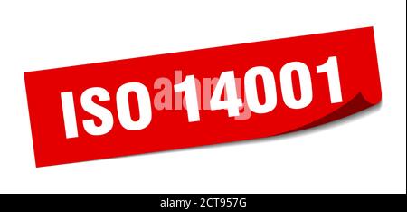 iso 14001 Aufkleber. Quadratisches isoliertes Schäler Zeichen. Etikett Stock Vektor