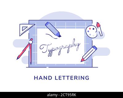 Hand Lettering Konzept schreiben Typografie auf Kunstdruckpapier mit flach Umrissstil Stock Vektor