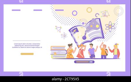 Web-Banner für Kinder Naturwissenschaft, Physik oder Chemie Klassen flache Vektor-Illustration. Stock Vektor