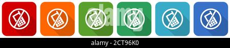 Kein Telefon-Icon-Set, flaches Design Vektor-Illustration in 6 Farben Optionen für webdesign und mobile Anwendungen Stock Vektor