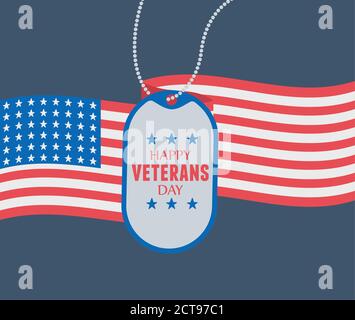Happy Veterans Tag, Soldaten Abzeichen auf dem Hintergrund der Vereinigten Staaten Flagge Vektor Illustration Stock Vektor