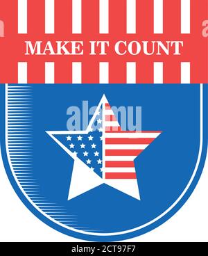 usa Wahlen machen es zählen in Banner mit Stern detaillierte Stil Icon-Design, Abstimmung und Präsidenten Tag Thema Vektor-Illustration Stock Vektor