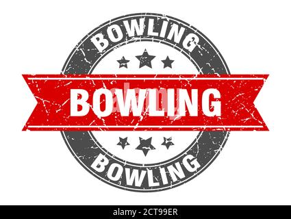 Bowlingrunde Marke mit Band. schild. Etikett Stock Vektor