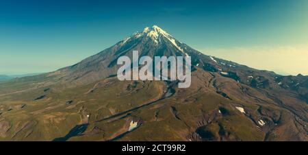 Luftpanorama des Koryaksky Vulkans Stockfoto