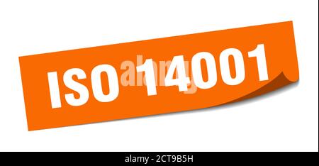 iso 14001 Aufkleber. Quadratisches isoliertes Schäler Zeichen. Etikett Stock Vektor
