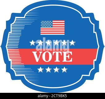 usa Abstimmung Rahmen mit Flagge detaillierte Stil Icon Design, Wahlen und Präsidenten Tag Thema Vektor-Illustration Stock Vektor