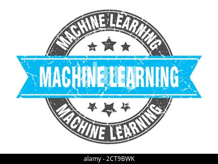 Machine Learning Rundstempel mit Band. schild. Etikett Stock Vektor