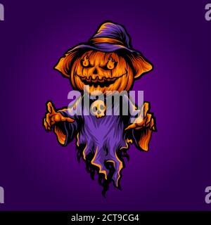 Scary Helloween Kürbisse Zombie Illustrationen Stockfoto