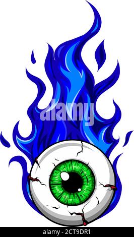 Eyeball on Fire - EINE Cartoon-Illustration eines Eyeball mit Flammen aus ihm. vektor Stock Vektor