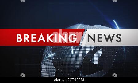 Aktuelles Banner vor einem digitalen Globennetzwerk Stockfoto