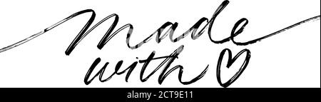 Hergestellt mit Love-Schriftzug für handgefertigte Ware. Stock Vektor