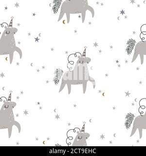 Nahtloses Weihnachtsmuster mit Einhörnern Stock Vektor