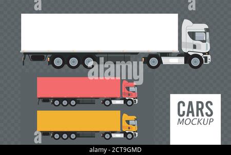 Set Farben LKW mockup Autos Fahrzeuge Symbole Vektor Illustration Design Stock Vektor