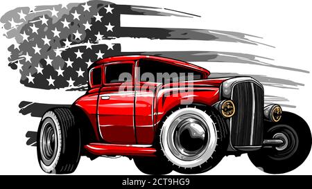 Vektor Cartoon Retro Hot Rod Vektor Illustration Design Stock Vektor