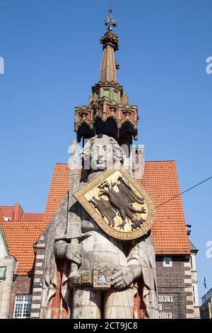 Deutschland, Bremen, Bremer Roland auf dem Marktplatz Stockfoto