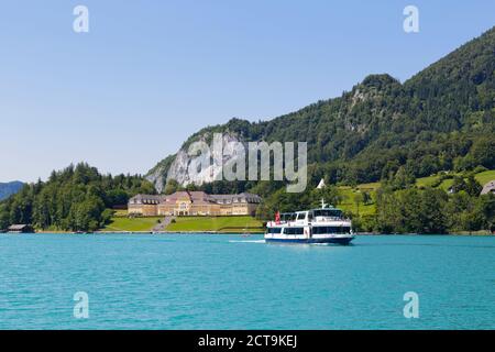 Österreich, Salzkammergut, Salzburger Land, See Wolfgangsee Ried bin Wolfgangsee, Passagier-Schiff-Salzburg Stockfoto