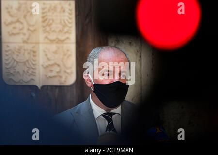 Prag, Tschechische Republik. September 2020. Der tschechische Gesundheitsminister Roman Prymula spricht im Rahmen einer Pressekonferenz nach seiner Amtseinführung am 22. September 2020 in Prag. Kredit: VIT Simanek/CTK Foto/Alamy Live Nachrichten Stockfoto