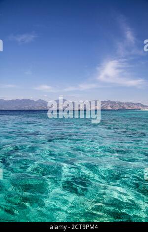 Indonesien, Blick von der Insel Gili Air nach Lombok Stockfoto